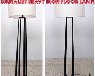 Lot 177 Pair Large Decorator Brutalist Heavy Iron Floor Lamp. 