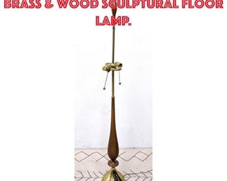 Lot 192 Mid Century Modern Brass Wood Sculptural Floor Lamp.