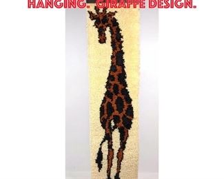 Lot 196 Hooked Rug Style wall Hanging. Giraffe Design.