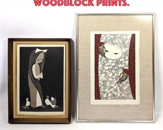 Lot 200 2pcs KAWANO KAORU Woodblock Prints. 