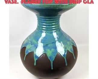 Lot 217 Large Modernist Pottery Vase. Flared top with drip gla