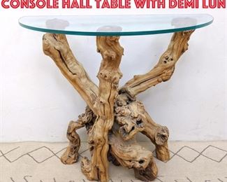 Lot 219 Decorator Natural Root Console Hall Table with Demi Lun