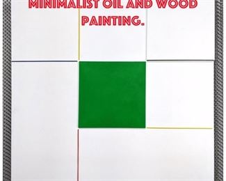 Lot 238 GEORGE D AMATO Green Minimalist Oil and Wood Painting. 
