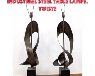 Lot 259 Pair HARRY BALMER Industrial Steel Table lamps. Twiste