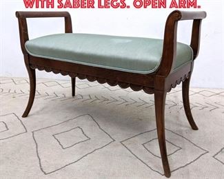 Lot 275 French Deco Style Bench with Saber Legs. Open arm. 