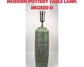 Lot 276 Large Mid Century Modern Pottery Table Lamp. Incised d