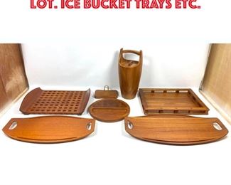 Lot 294 7pc DANSK teak tableware lot. Ice Bucket trays etc.