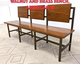 Lot 295 HARVEY PROBBER Style Walnut and Brass Bench. American M