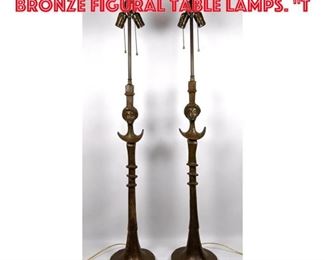 Lot 307 Pr Giacometti style Cast Bronze Figural Table Lamps. T