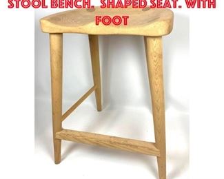 Lot 346 Artisan Woodworker Stool Bench. Shaped Seat. With Foot