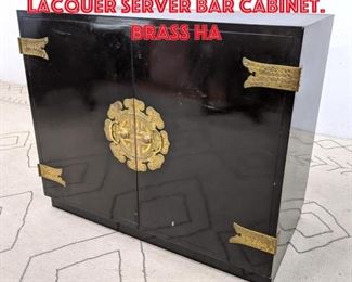 Lot 349 Asian Style Black Lacquer Server Bar Cabinet. Brass ha