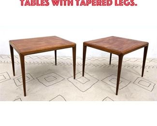 Lot 363 Pair Danish Modern Side Tables with Tapered Legs. 