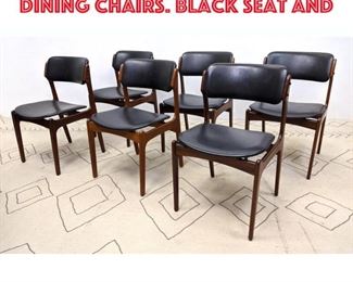 Lot 375 Set 6 Danish Modern Teak Dining Chairs. Black seat and 