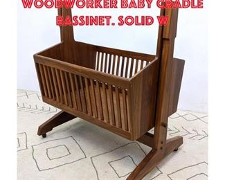 Lot 383 Studio Artisan Woodworker Baby Cradle Bassinet. Solid W
