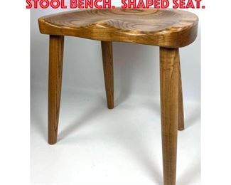 Lot 389 Artisan Woodworker Stool Bench. Shaped Seat.