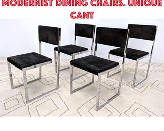 Lot 394 Set 4 Chrome Frame Modernist Dining chairs. Unique cant