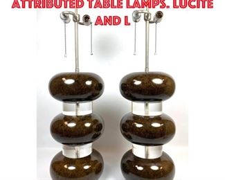 Lot 411 Pair Karl Springer Attributed Table Lamps. Lucite and L