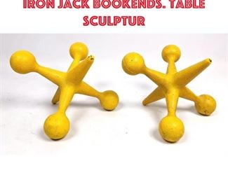 Lot 423 Pr Yellow Heavy Cast Iron Jack Bookends. Table Sculptur