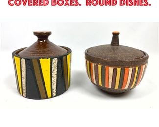 Lot 436 2 pc Italian Pottery Covered Boxes. Round dishes. 