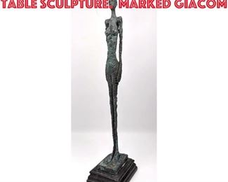 Lot 438 Giacometti style Bronze Table Sculpture. Marked Giacom
