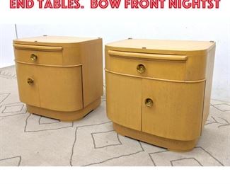 Lot 465 Pair Art Deco Style Side End Tables. Bow Front Nightst