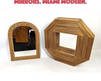 Lot 472 2pcs Rattan Wall Mirrors. Miami Modern. 