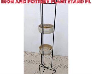Lot 482 Mid Century Modern Tall Iron and Pottery Plant Stand Pl