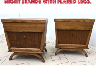 Lot 471 Pr of American Modern Night stands with flared legs.