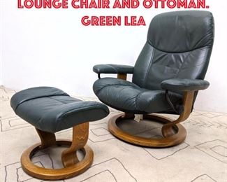 Lot 502 EKORNES Stressless Lounge Chair and Ottoman. Green Lea