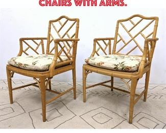 Lot 511 Pair Faux Bamboo side chairs with arms. 