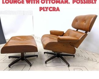 Lot 515 Brown Eames style lounge with ottoman. Possibly Plycra