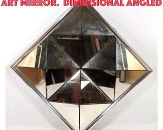 Lot 518 Op Art Geometric Square Art Mirror. Dimensional angled