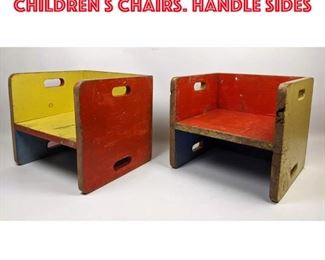 Lot 520 2pc Mid Century Modern Children s Chairs. Handle sides