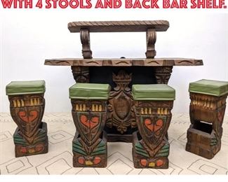 Lot 535 WITCO Attributed Bar with 4 stools and back bar shelf. 