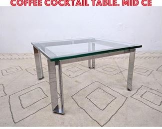 Lot 545 Stainless Steel and Glass Coffee Cocktail Table. Mid Ce