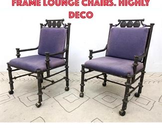 Lot 561 Ilana Goor style Metal frame Lounge Chairs. Highly deco