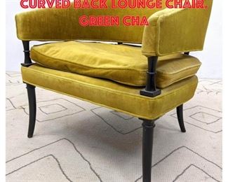 Lot 563 Mid Century Modern Curved Back Lounge Chair. Green Cha