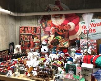 Large vintage Santa display; collection of Coca-Cola memorabilia; a small army of polar bear and snowmen.