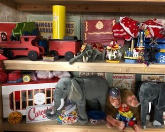 Circus and zoo themes — toys, games, displays and more.
