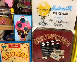 Ice cream signs including one for Hudsonville ice cream.