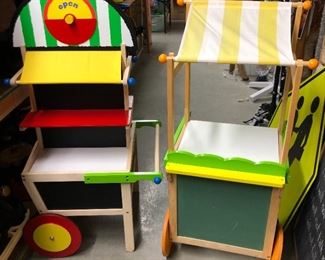 Fun wooden pull-cart lemonade stand and food cart.