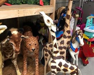 Enough large animals to start your own zoo, including these large metal giraffes and leopard.