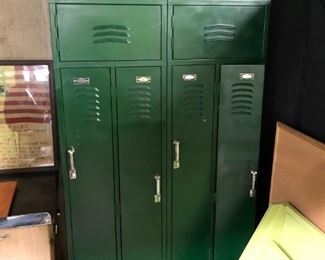 Section of vintage school lockers.