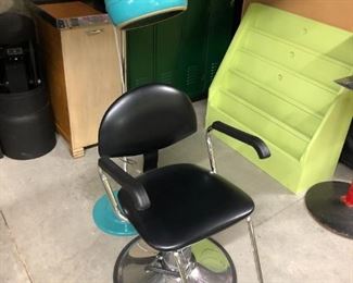 Vintage styling chair and retro Arisette Queen professional hair dryer.