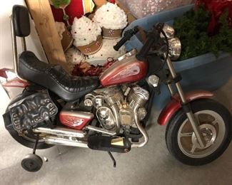 Too-cool child's Harley-style motorcycle.