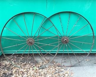 Two (2) Large Iron Wagon Wheels