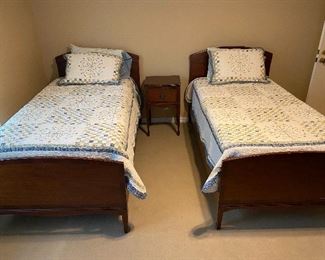 Set of Antique Twin Beds - includes Mattresses & Boxes - Linens NOT included but are listed in this auction separately
