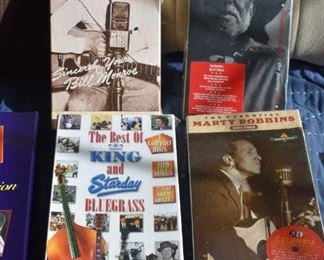 Vintage 8 Tracks in original boxes of Bill Monroe, Willie Nelson, Marty Robbins and the Best of King and Starday Bluegrass