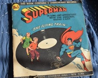 SUPERMAN, THE FLYING TRAIN, BOOK AND RECORD #1 , MUSETTE RECORDS, 1947, STEINWAY