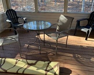 Porch set, rug and set of 4 black chairs